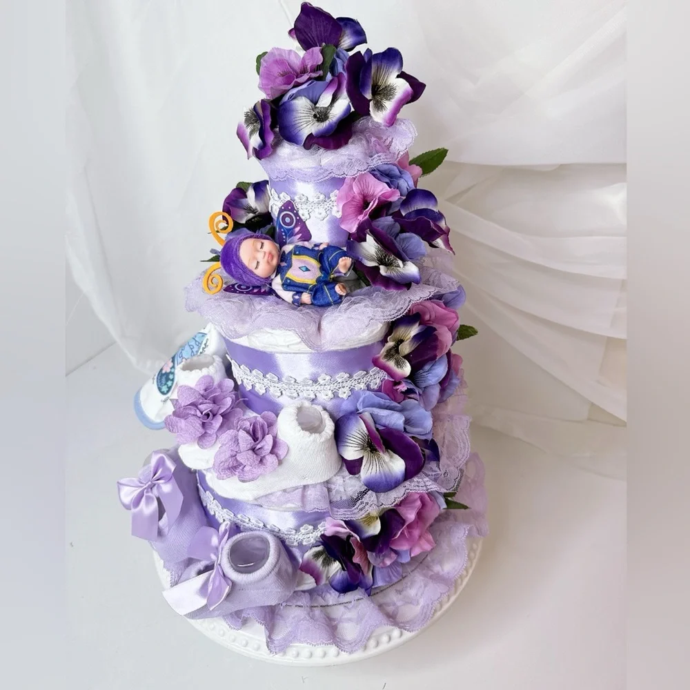 Flowers Diaper Cake, Butterfly Cake